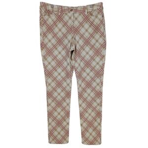 J. McLaughlin Lexi Mini Linked Chain Pants 12 Cream Plaid Slim Stretch Preppy